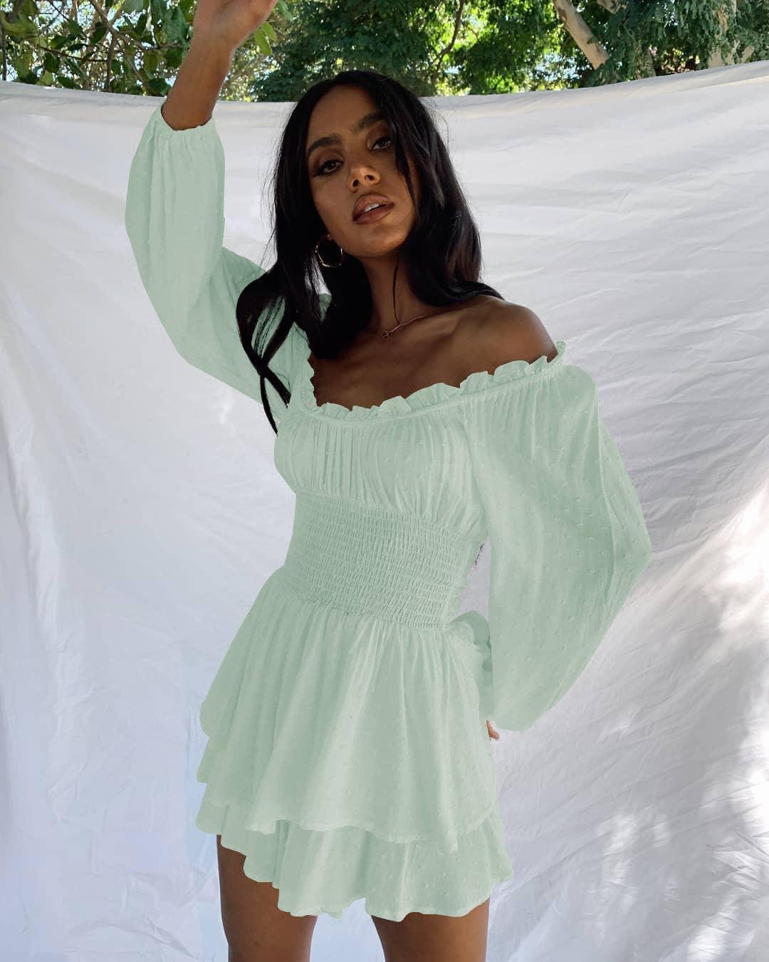 Ladies Wrinkle Boat Neck Daily Ruffled Jumpsuits GKAZ001 - SWEETKAMA