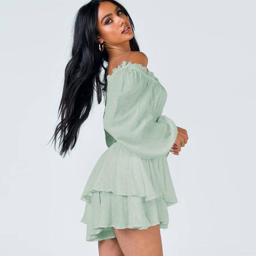 Ladies Wrinkle Boat Neck Daily Ruffled Jumpsuits GKAZ001 - SWEETKAMA