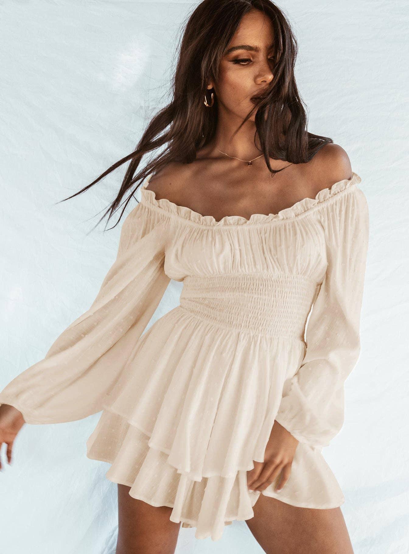Ladies Wrinkle Boat Neck Daily Ruffled Jumpsuits GKAZ001 - SWEETKAMA