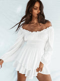 Ladies Wrinkle Boat Neck Daily Ruffled Jumpsuits GKAZ001 - SWEETKAMA