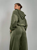 Ladies Zipper Hooded Coat Loose Pants Velvet Set 2TZ7115 - SWEETKAMA