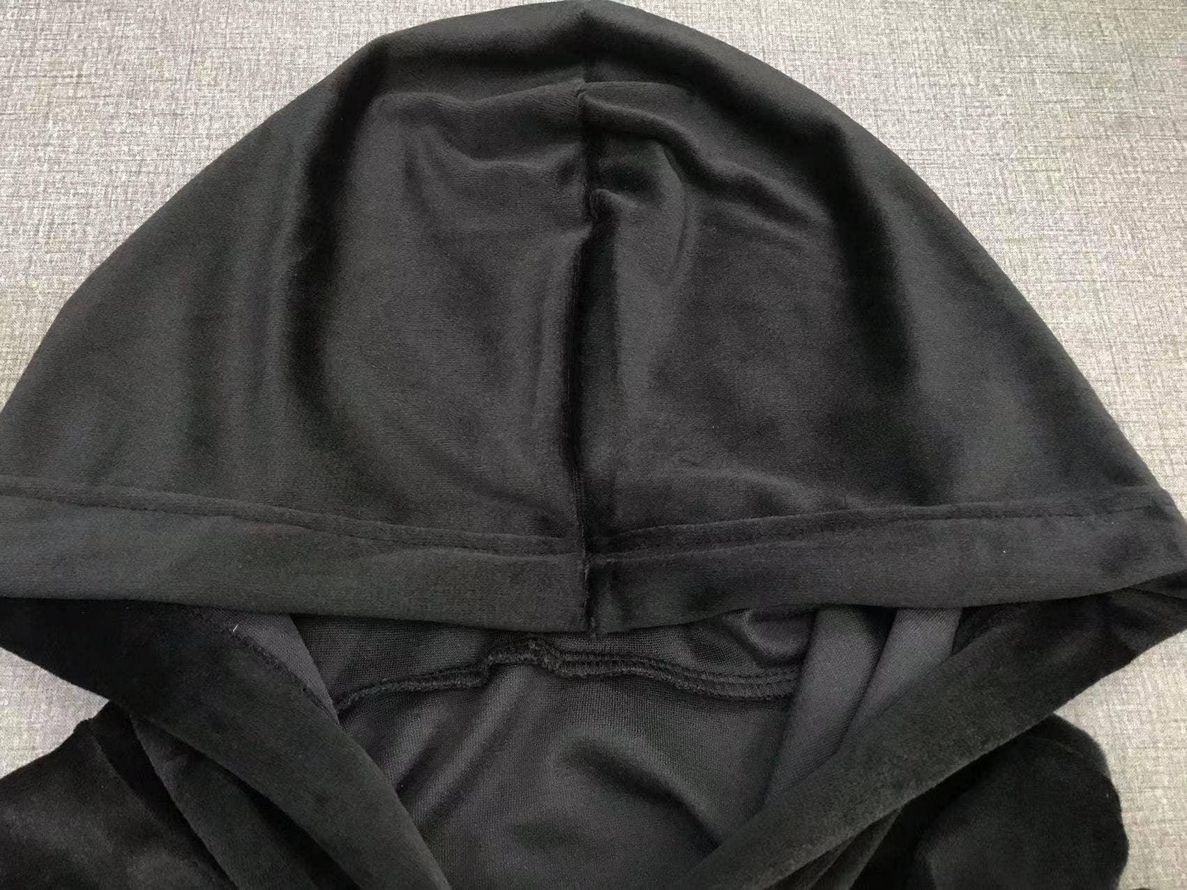 Ladies Zipper Hooded Coat Pockets Pants Velvet Set 9839 - SWEETKAMA