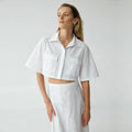 Lapel Short Sleeves Leisure Ladies Short Shirt SKT1035 - SWEETKAMA