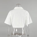 Lapel Short Sleeves Leisure Ladies Short Shirt SKT1035 - SWEETKAMA