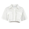 Lapel Short Sleeves Leisure Ladies Short Shirt SKT1035 - SWEETKAMA