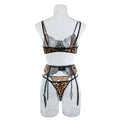Leopard Print Sexy Lingerie Set with Garter Belt 2740 - SWEETKAMA