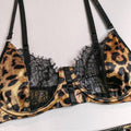 Leopard Print Sexy Lingerie Set with Garter Belt 2740 - SWEETKAMA