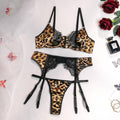 Leopard Print Sexy Lingerie Set with Garter Belt 2740 - SWEETKAMA