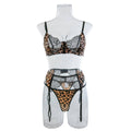 Leopard Print Sexy Lingerie Set with Garter Belt 2740 - SWEETKAMA