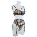 Leopard Print Sexy Lingerie Set with Garter Belt 2740 - SWEETKAMA