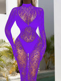 Leopard Slim-Fitting See Through Bodystocking w636 - SWEETKAMA