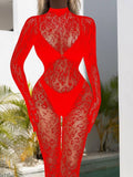 Leopard Slim-Fitting See Through Bodystocking w636 - SWEETKAMA