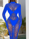 Leopard Slim-Fitting See Through Bodystocking w636 - SWEETKAMA