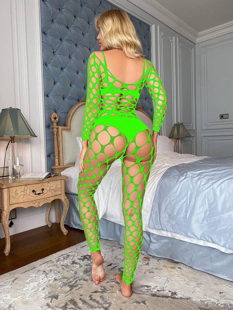 Long Sleeves Lingerie Set Fishnet Bodystocking w563 - SWEETKAMA