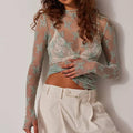 Lux Layering Floral Lace See Through Mesh Top SKT151 - SWEETKAMA