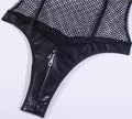 Mesh with PU Halter See Trough Lingerie Teddy LS1468 - SWEETKAMA