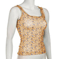 Missy Floral Print Mesh Selvedge Tank Top 15174 - SWEETKAMA