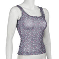 Missy Floral Print Mesh Selvedge Tank Top 15174 - SWEETKAMA