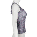 Missy Floral Print Mesh Selvedge Tank Top 15174 - SWEETKAMA
