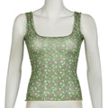 Missy Floral Print Mesh Selvedge Tank Top 15174 - SWEETKAMA