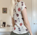 Missy Rose Print See Sheer Turtleneck T-Shirt 16030 - SWEETKAMA