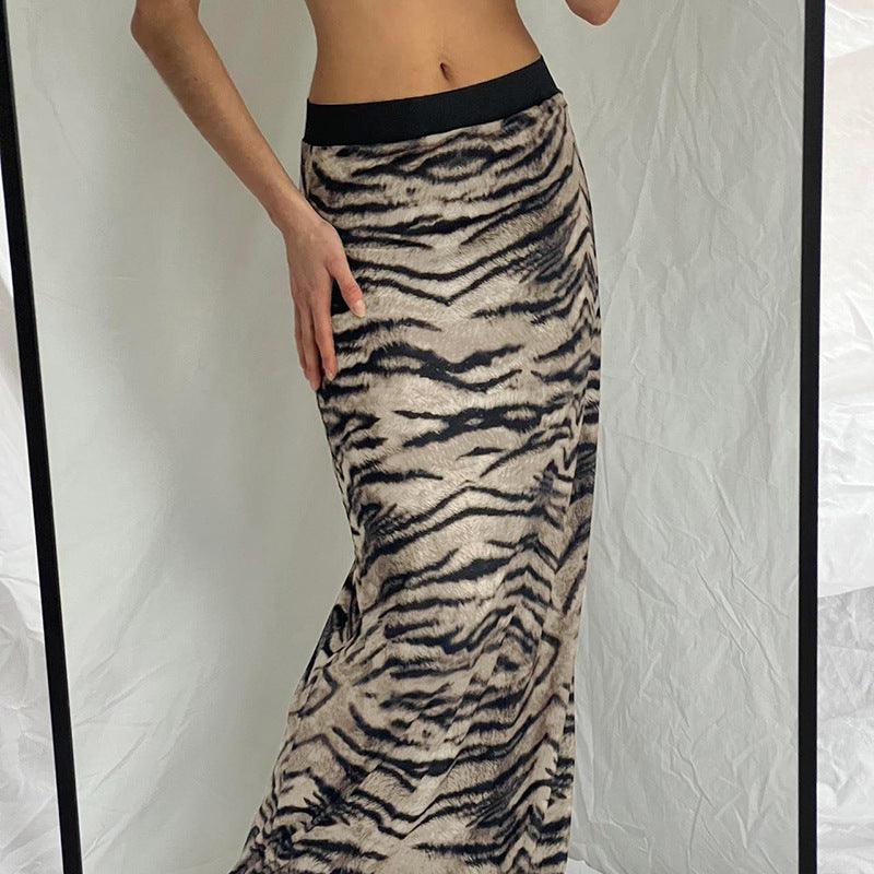 Missy Tiger Stripe Tube Shape Midi Skirt 12884 - SWEETKAMA