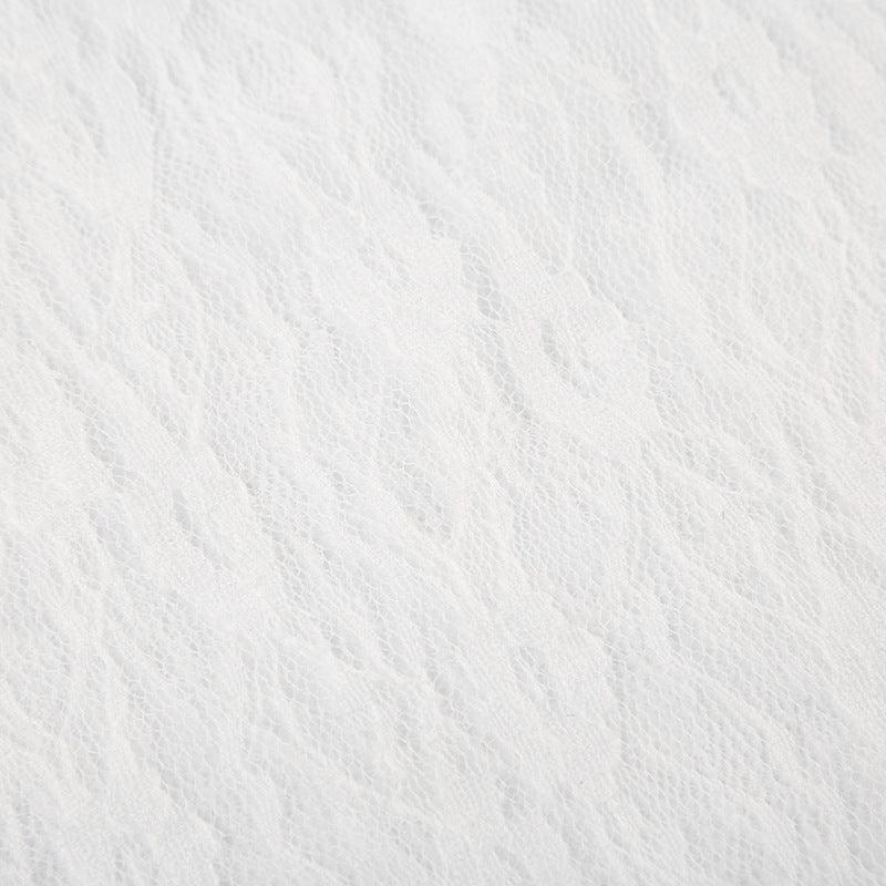 Missy V-Neck Bow Lace Mesh Splice Crop Top 10147 - SWEETKAMA