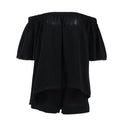 Off Shoulder Flounce Top Loose Shorts Ladies Set 2S1620B - SWEETKAMA