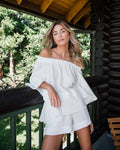 Off Shoulder Flounce Top Loose Shorts Ladies Set 2S1620B - SWEETKAMA