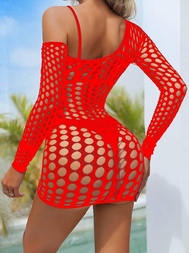Off Shoulder See Through Hip Wrap Bodystocking K262 - SWEETKAMA