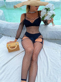 Off Sleeves Crisscross Sexy Mesh Bodystocking W586 - SWEETKAMA