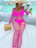 Off Sleeves Crisscross Sexy Mesh Bodystocking W586 - SWEETKAMA