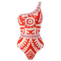 One Shoulder One Piece Swimwear with Cover Up Y133 - SWEETKAMA