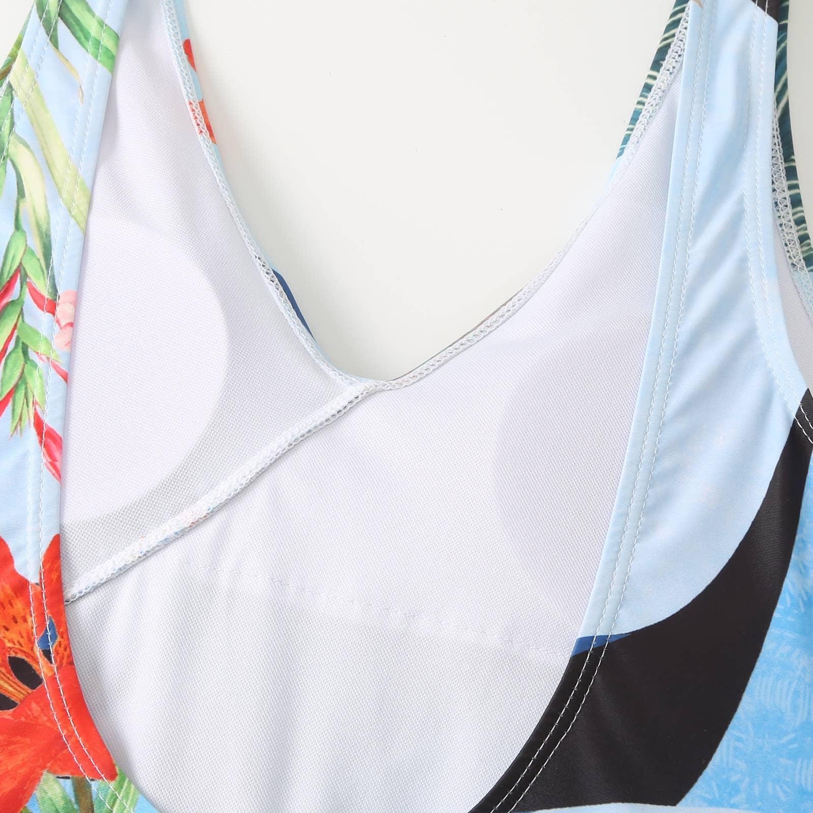 Open Back Wrap Front One Piece Swimsuit with Cover Up Y107 - SWEETKAMA