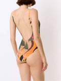 Open Back Wrap Front One Piece Swimsuit with Cover Up Y107 - SWEETKAMA