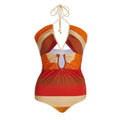 Orange Stripe One Piece Swimwear with Cover Y180 - SWEETKAMA