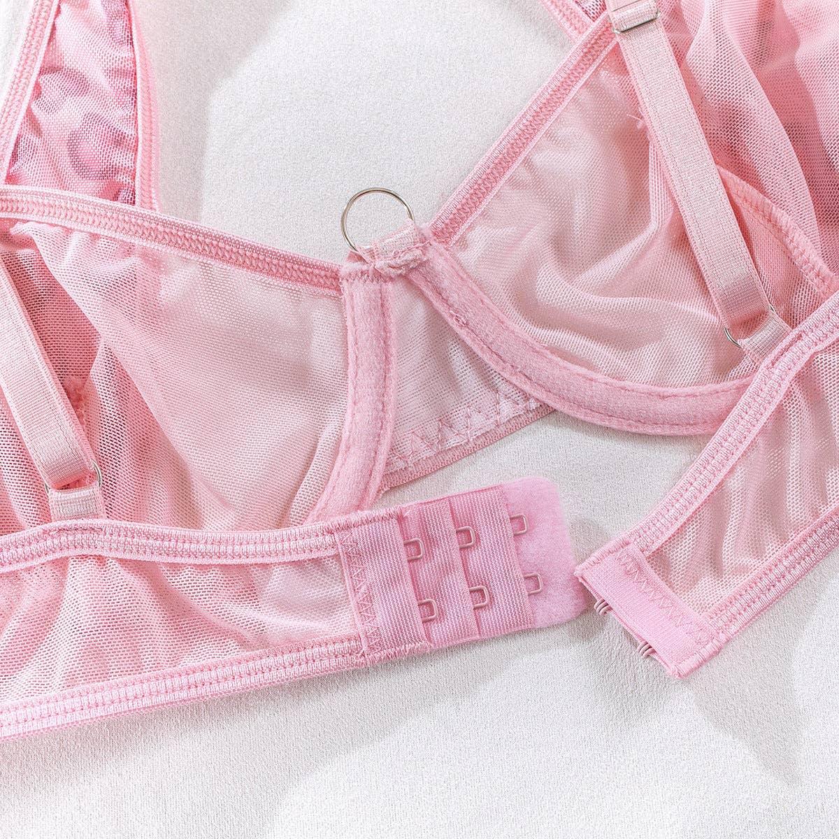 Pink Leopard Print Lingerie Set R1027A - SWEETKAMA