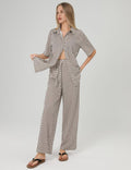 Plaid Lapel Shirt Loose Long Pants Set 2SYCK1650B - SWEETKAMA