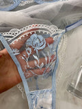 Rose Embroidery Lace Perspective Lingerie Set HF-4174 - SWEETKAMA