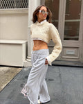 Round Neck Knit Crop Twist Top 0611 - SWEETKAMA