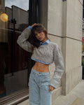 Round Neck Knit Crop Twist Top 0611 - SWEETKAMA