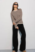 Round Neck Stripe Long Sleeves Sweater MY0033 - SWEETKAMA
