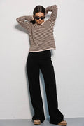 Round Neck Stripe Long Sleeves Sweater MY0033 - SWEETKAMA