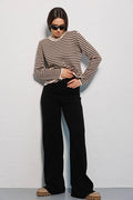 Round Neck Stripe Long Sleeves Sweater MY0033 - SWEETKAMA