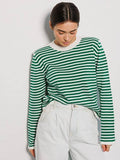 Round Neck Stripe Long Sleeves Sweater MY0033 - SWEETKAMA
