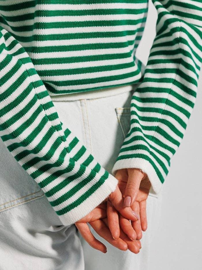 Round Neck Stripe Long Sleeves Sweater MY0033 - SWEETKAMA