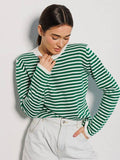 Round Neck Stripe Long Sleeves Sweater MY0033 - SWEETKAMA