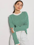 Round Neck Stripe Long Sleeves Sweater MY0033 - SWEETKAMA