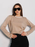 Round Neck Stripe Long Sleeves Sweater MY0033 - SWEETKAMA
