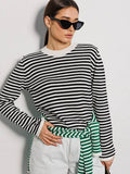 Round Neck Stripe Long Sleeves Sweater MY0033 - SWEETKAMA